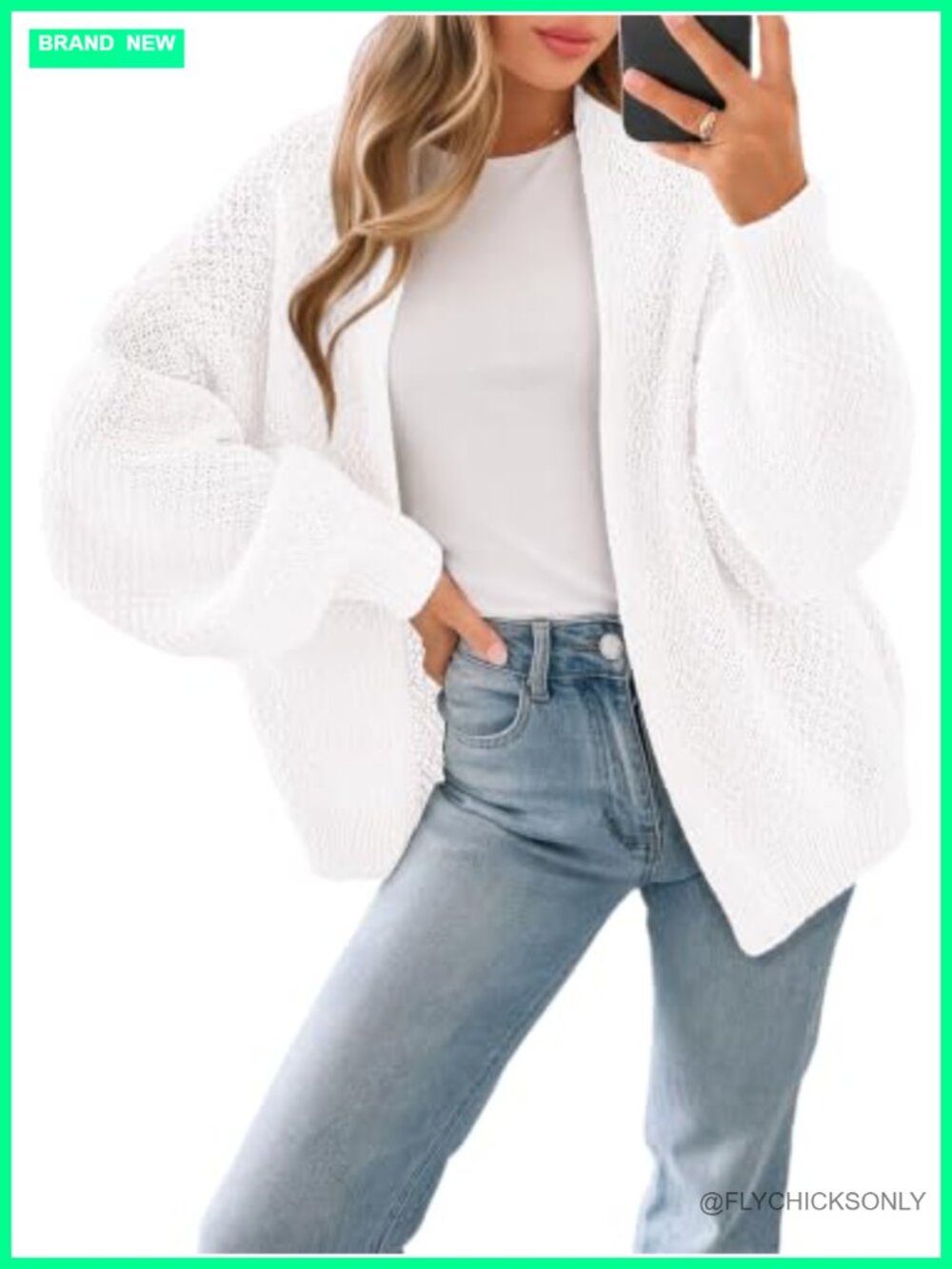 Womens Chunky Waffle Knit Oversized Cardigan Sweater Slouchy Longline